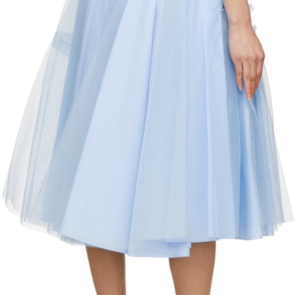 Alexander McQueen Blue Midi Pleated Skirt
